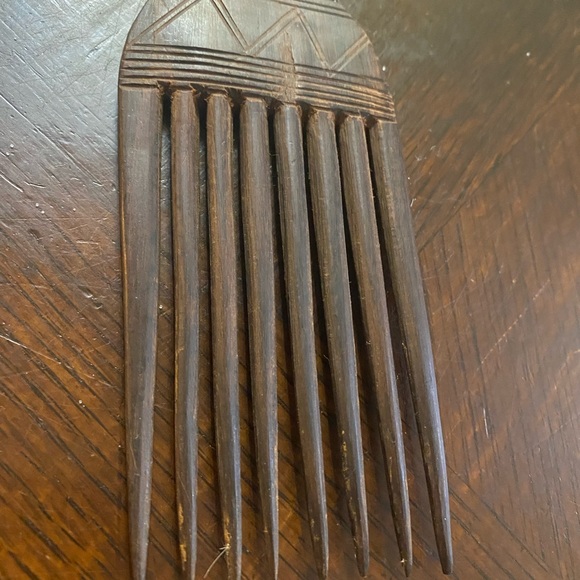 Afro Africa wood crafted and etched comb vintage - Picture 2 of 10